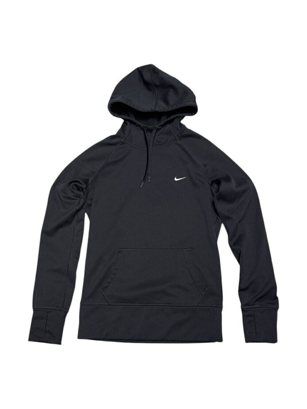 NIKE THERMAFIT Swoosh Activewear Black Hoodie Sweatshirt Womens Small